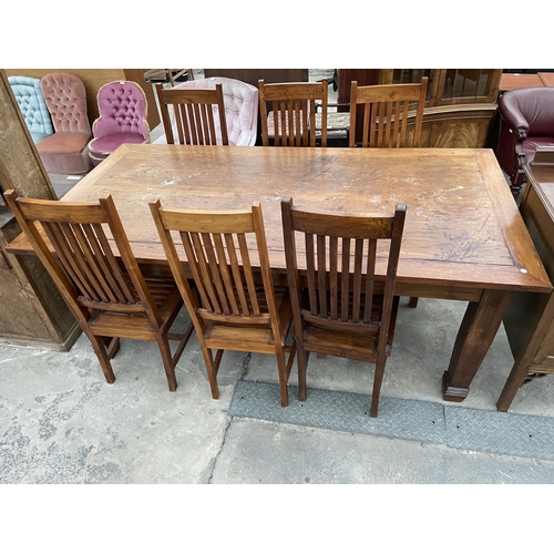 2800 - A MODERN HARDWOOD DINING TABLE, 83 X 42