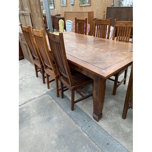 2800 - A MODERN HARDWOOD DINING TABLE, 83 X 42