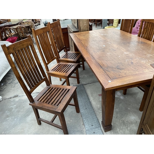 2800 - A MODERN HARDWOOD DINING TABLE, 83 X 42