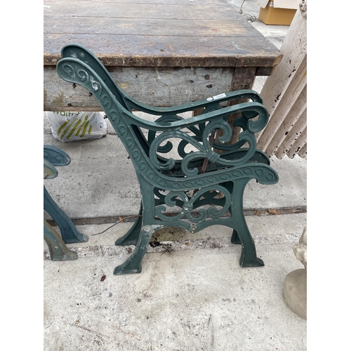 2055 - A PAIR OF DECORATIVE CAST BENCH ENDS