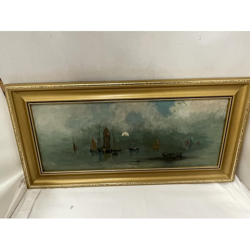 80 - A PAIR OF GILT FRAMED OIL ON BOARDS OF SAILING BOATS