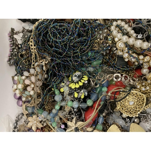 195 - A 7KG BAG OF ASSORTED COSTUME JEWELLERY