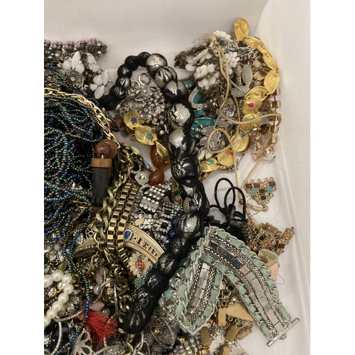 195 - A 7KG BAG OF ASSORTED COSTUME JEWELLERY