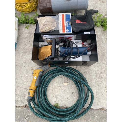 1791 - A RYOBI BISCUIT JOINTER AND A HOSE PIUPE