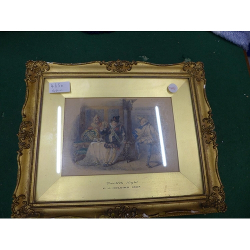 465A - F.J. HOLDING (BRITISH 19TH CENTURY) 'TWELFTH NIGHT', WATERCOLOUR, SIGNED AND DATED 67 LOWER LEFT, DE... 