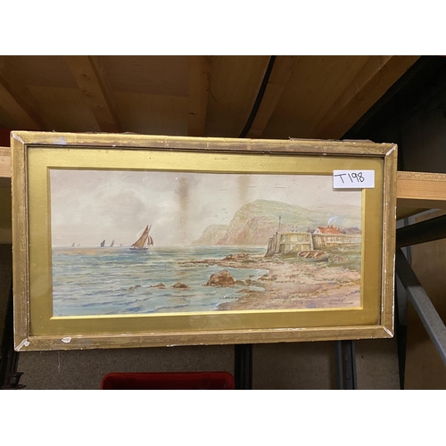 1087 - A PAIR OF GILT FRAMED WATERCOLOURS OF LAKE SCENES, SIGNED T.C HENLY