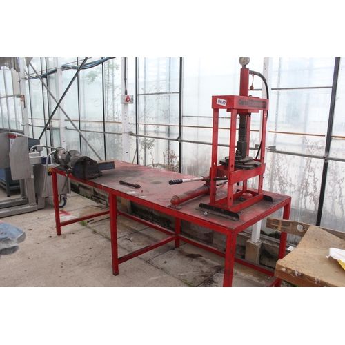 104 - METAL WORK BENCH, VICE, GRINDER, PRESS INCLUDED NO VAT