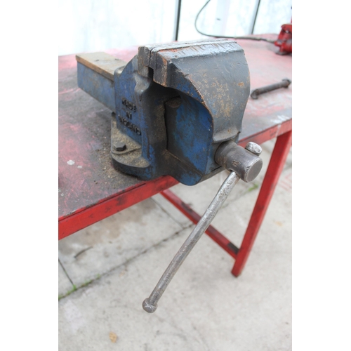 104 - METAL WORK BENCH, VICE, GRINDER, PRESS INCLUDED NO VAT