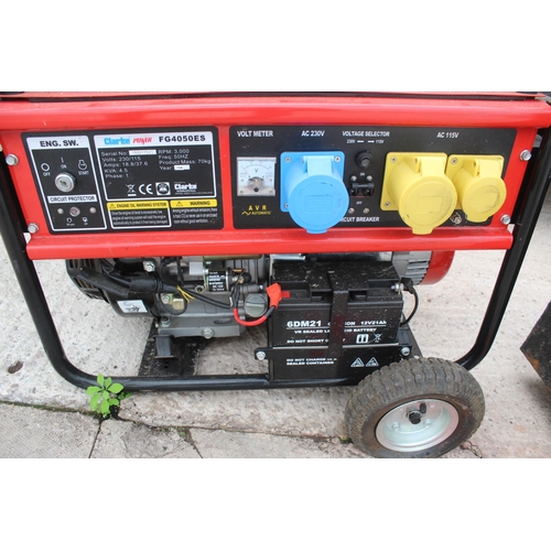 139 - CLARKE POWER GENERATOR 11 HRS (KEYS IN OFFICE)  NO VAT