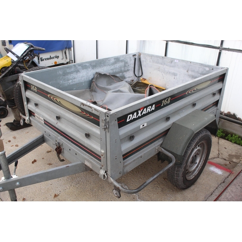 150 - A DAXARA 5 X 4' CAR TRAILER WITH WHEEL CLAMP (WORKING)  NO VAT  - KEY FOR WHEEL CLAMP IN OFFICE