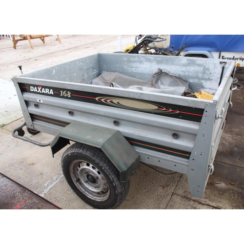 150 - A DAXARA 5 X 4' CAR TRAILER WITH WHEEL CLAMP (WORKING)  NO VAT  - KEY FOR WHEEL CLAMP IN OFFICE