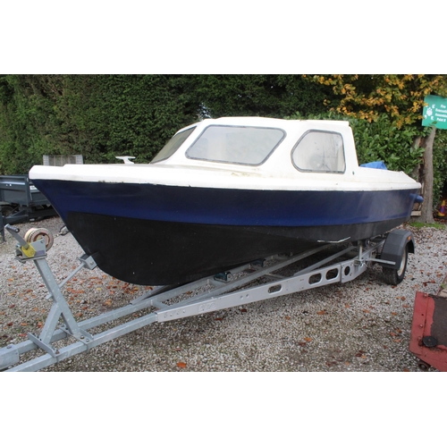 220 - SHETLAND 535 (MODIFIED) FISHING BOAT - UNFINISHED PROJECT ELECTRIC START EVINRUDE OUTBOARD ENGINE, N... 