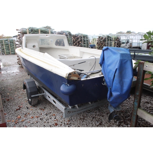 220 - SHETLAND 535 (MODIFIED) FISHING BOAT - UNFINISHED PROJECT ELECTRIC START EVINRUDE OUTBOARD ENGINE, N... 