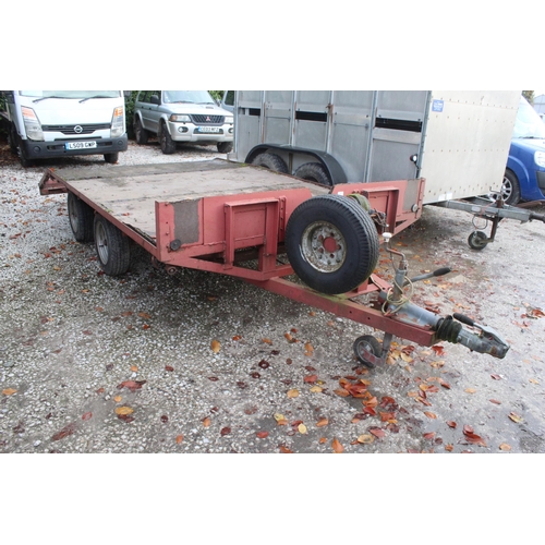 221 - BEAVER TAIL CAR TRAILER TWIN AXLE WITH RAMPS IN WORKING ORDER NO VAT