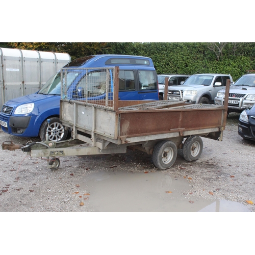 224 - IFOR WILLIAMS TWIN AXLE TRAILER APPROX 10' X 6' WITH CAGE SIDES NO VAT