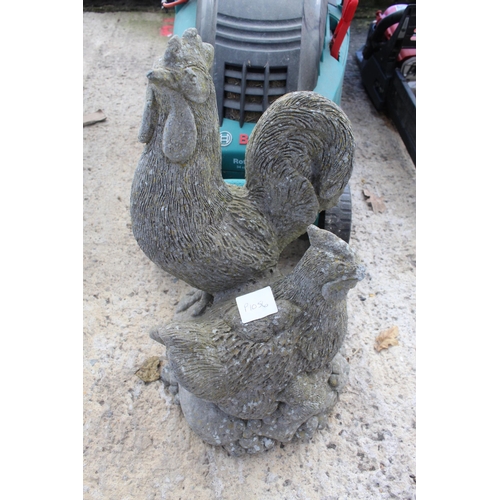 371 - ELECTRIC LAWN MOWER (WORKING), COCKEREL STATUE  NO VAT