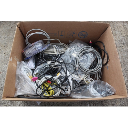 381 - BOX OF COMPUTER CABLES AND 2 TOOLBOXES WITH TOOLS  NO  VAT