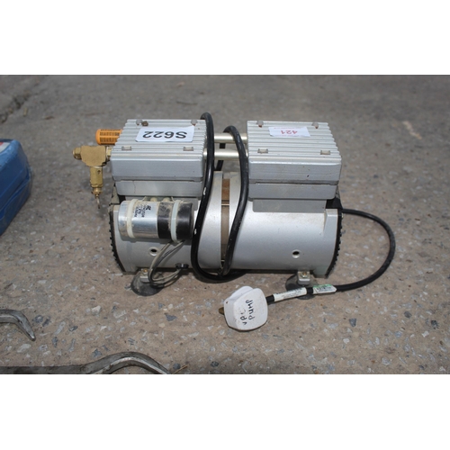 421 - SINGLE PHASE OIL LESS VACUUM PUMP  NO VAT