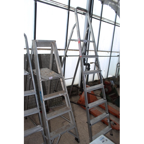 428 - SET OF 3 ALUMINIUM STEP LADDERS  NO VAT