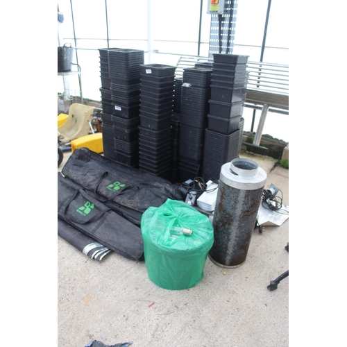 443 - HYDROPONICS EQUIPMENT, BALLAST, TIMER, FILTER, POTS  NO VAT