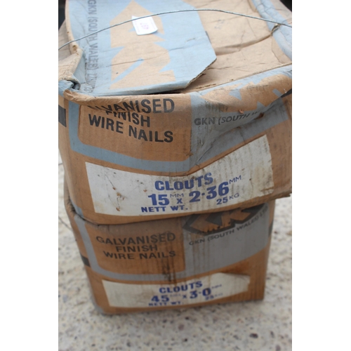 497 - 2 BOXES OF GALVANISED WIRE CLOUT NAILS  NO VAT