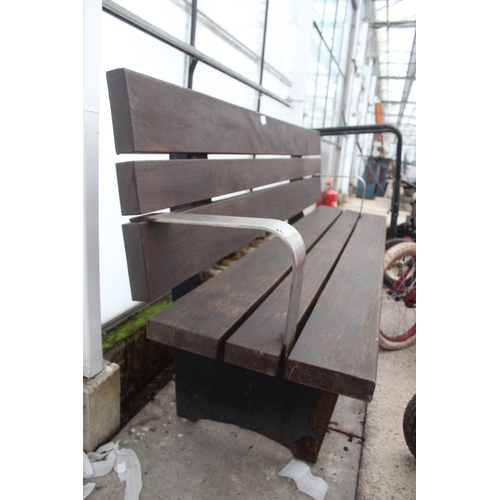 516 - OUTSIDE GARDEN BENCH STAINLESS STEEL ARMS  NO VAT