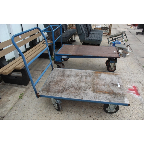 537 - 2 FOUR WHEEL TROLLEYS  NO VAT