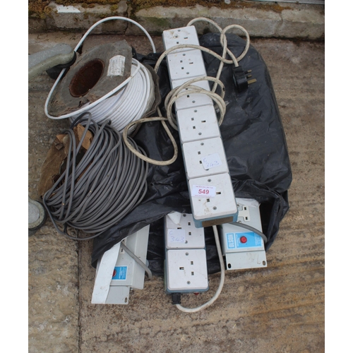 549 - A FRAME TROLLEY , 1.5 ROLL OF WIRE (BLUE & EARTH) ROLL OF CONTEX CABLE, 240 JUNCTION BOX X 5 AND OLD... 