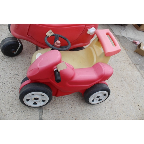 713 - LITTLE TIKES SIT ON YELLOW CAR, LITTLE TIKES RED COSY CAR, RED SIT ON BIKE  + VAT