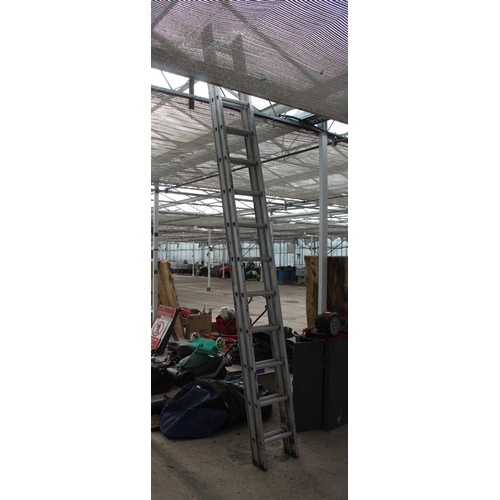 759 - A TWO SECTION ALUMINIUM EXTENDING LADDER NO VAT