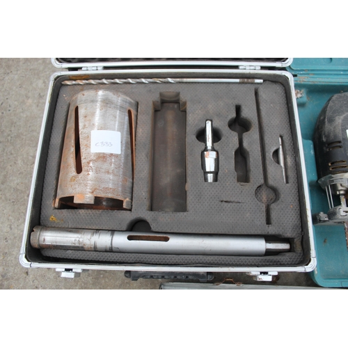 770 - MAKITA 110V JIGSAW AND CASE, CORE DRILL BIT SET AND CASE, BOSCHMANN 110V ROTARY HAMMER DRILL  NO VAT