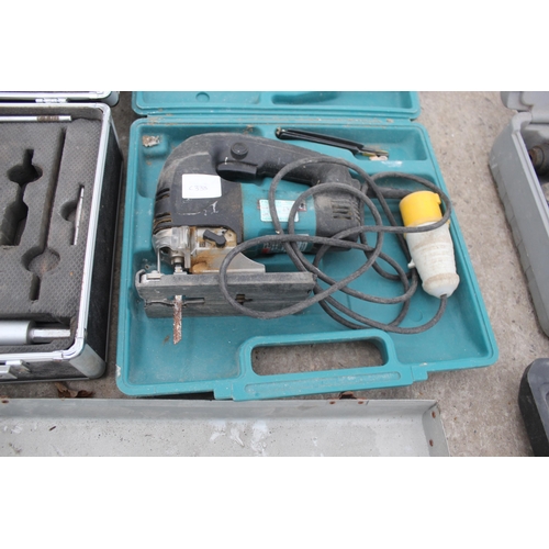 770 - MAKITA 110V JIGSAW AND CASE, CORE DRILL BIT SET AND CASE, BOSCHMANN 110V ROTARY HAMMER DRILL  NO VAT