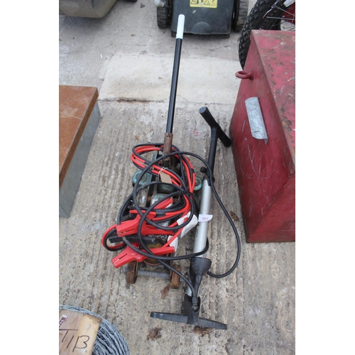 801 - TROLLEY JACK AND JUMP LEADS  NO VAT