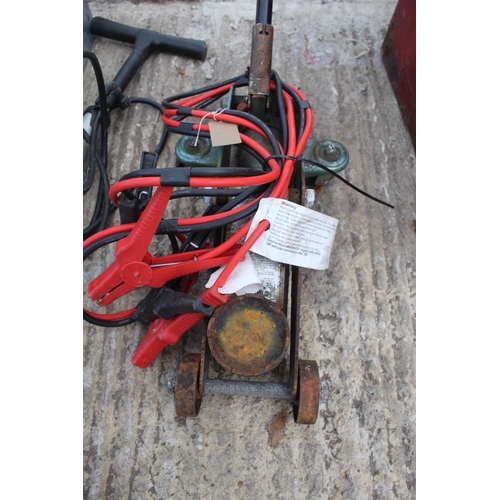 801 - TROLLEY JACK AND JUMP LEADS  NO VAT