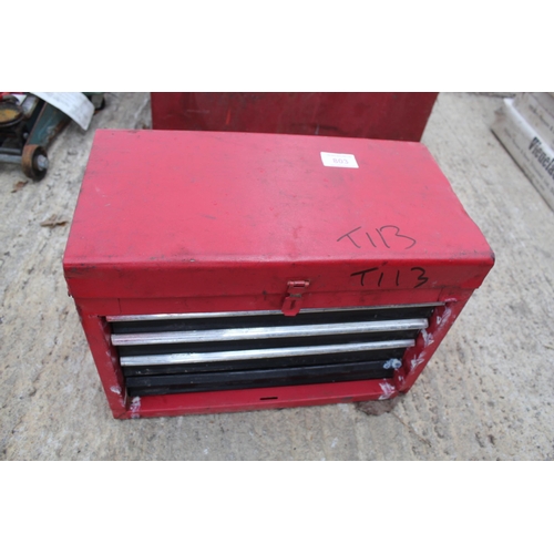 803 - RED DRAWER TOOL BOX AND TOOLS  NO VAT