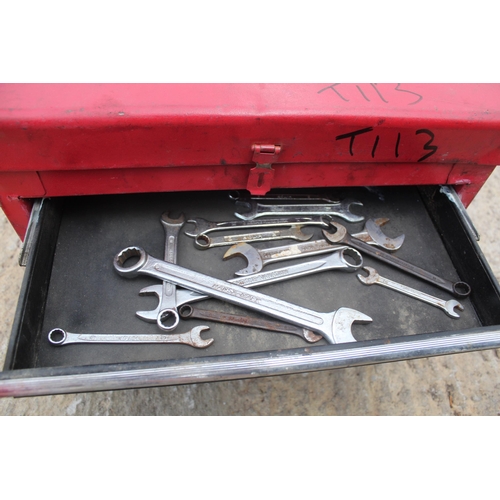 803 - RED DRAWER TOOL BOX AND TOOLS  NO VAT