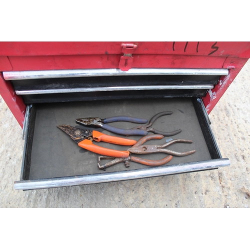 803 - RED DRAWER TOOL BOX AND TOOLS  NO VAT