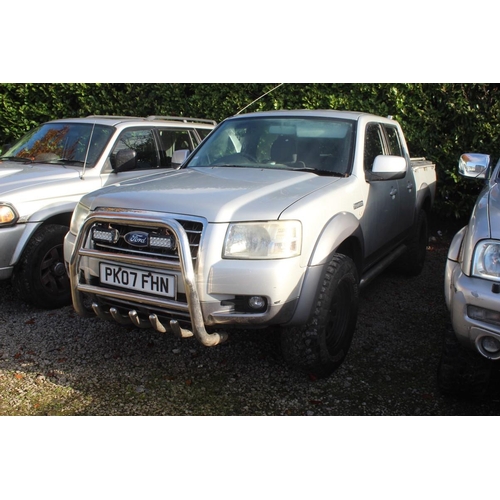 192 - FORD RANGER 4 DOORS, MANUAL, SILVER, MILEAGE 208000 REGISTRATION PK07FHN (2007) LOCKABLE COVER, MT T... 