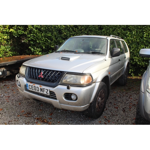 193 - MITSUBISHIB SHOGUN SPORT, 5 DOOR, MANUAL, DIESEL, SILVER MILEAGE 134000 REG CE03MFZ (2003) MOT EXPIR... 