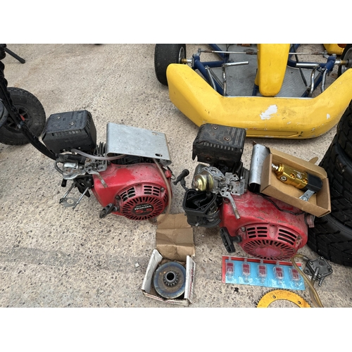 440 - GO KART,2 HONDA ENGINES, SPARE WHEELS ETC. AND TROLLEY  NO VAT