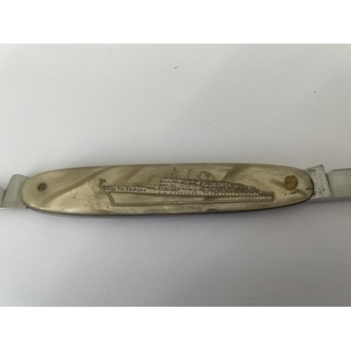 533 - A MOTHER OF PEARL KNIFE SILVER FAIRSKY