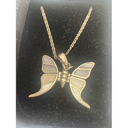 537 - A BOXED SILVER BUTTERFLY NECKLACE