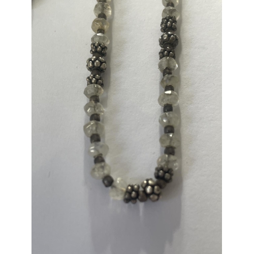 586 - THREE SILVER CLASP AND STONES NECKLACE