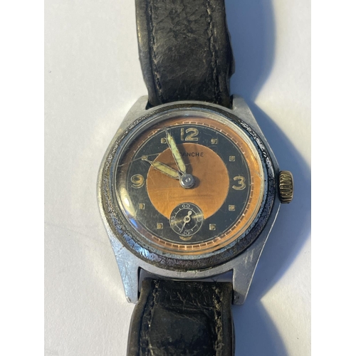 617 - A VINTAGE ETANCHE WRISTWATCH WITH SUB DIAL  IN A PRESENTATION BOX WITH EPHEMERA