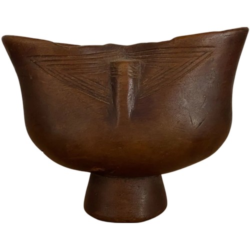 60 - AN ANTIQUE AFRICAN TRIBAL ART SUKU KOPA PALM DOUBLE WINE CUP, DR CONGO, HEIGHT 8 CM