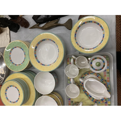 269 - A RETRO COLOURFUL VILLEROY & BOCH 'TWISTALEA LIMONE' EASY COLLECTION CHEQUERED PATTERN PART DINNER S... 