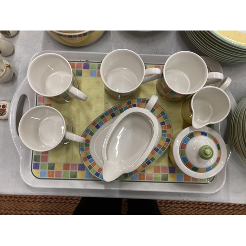 269 - A RETRO COLOURFUL VILLEROY & BOCH 'TWISTALEA LIMONE' EASY COLLECTION CHEQUERED PATTERN PART DINNER S... 