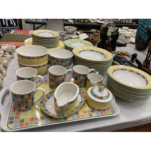 269 - A RETRO COLOURFUL VILLEROY & BOCH 'TWISTALEA LIMONE' EASY COLLECTION CHEQUERED PATTERN PART DINNER S... 