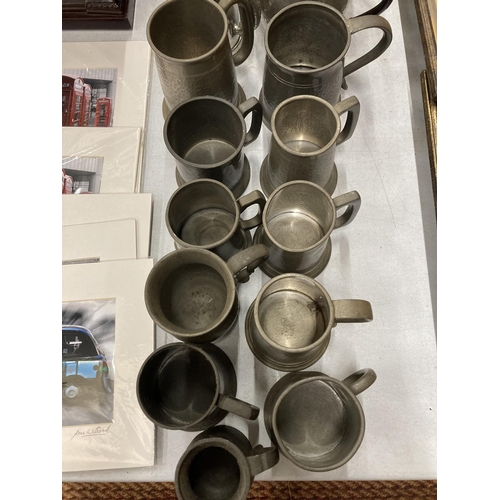 272 - A COLLECTION OF VINTAGE PEWTER TANKARD AND COFFEE POTS