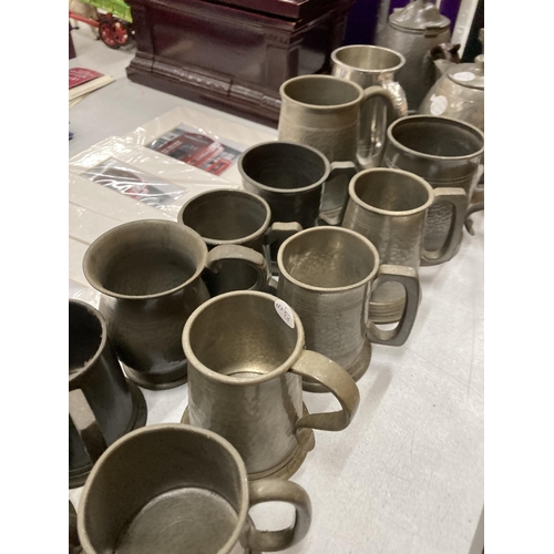 272 - A COLLECTION OF VINTAGE PEWTER TANKARD AND COFFEE POTS